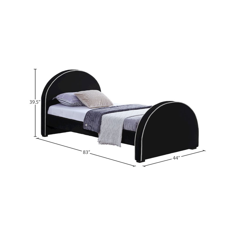 Brody Black Velvet Twin Bed