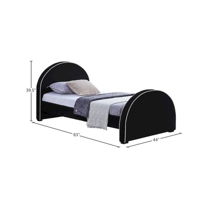 Brody Black Velvet Twin Bed
