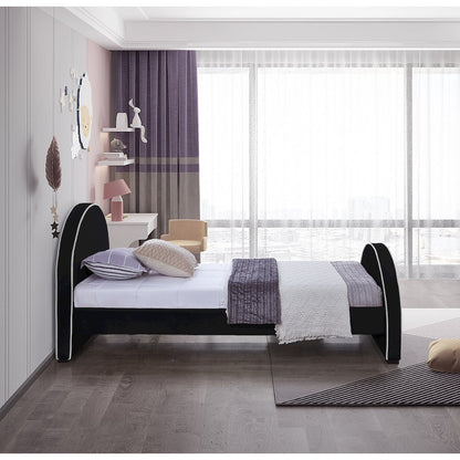 Brody Black Velvet Twin Bed