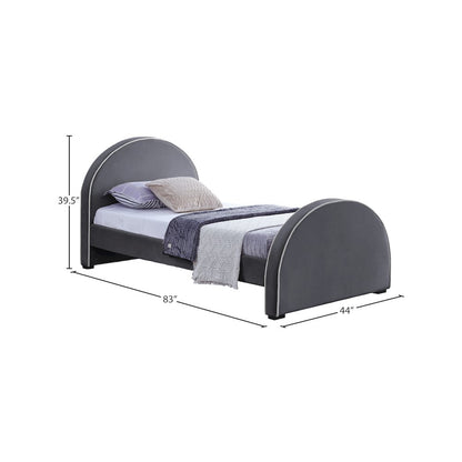 Brody Grey Velvet Twin Bed