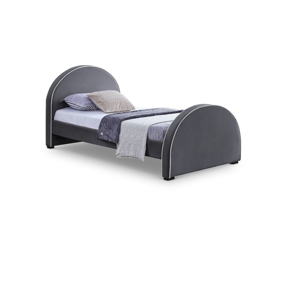 Brody Grey Velvet Twin Bed