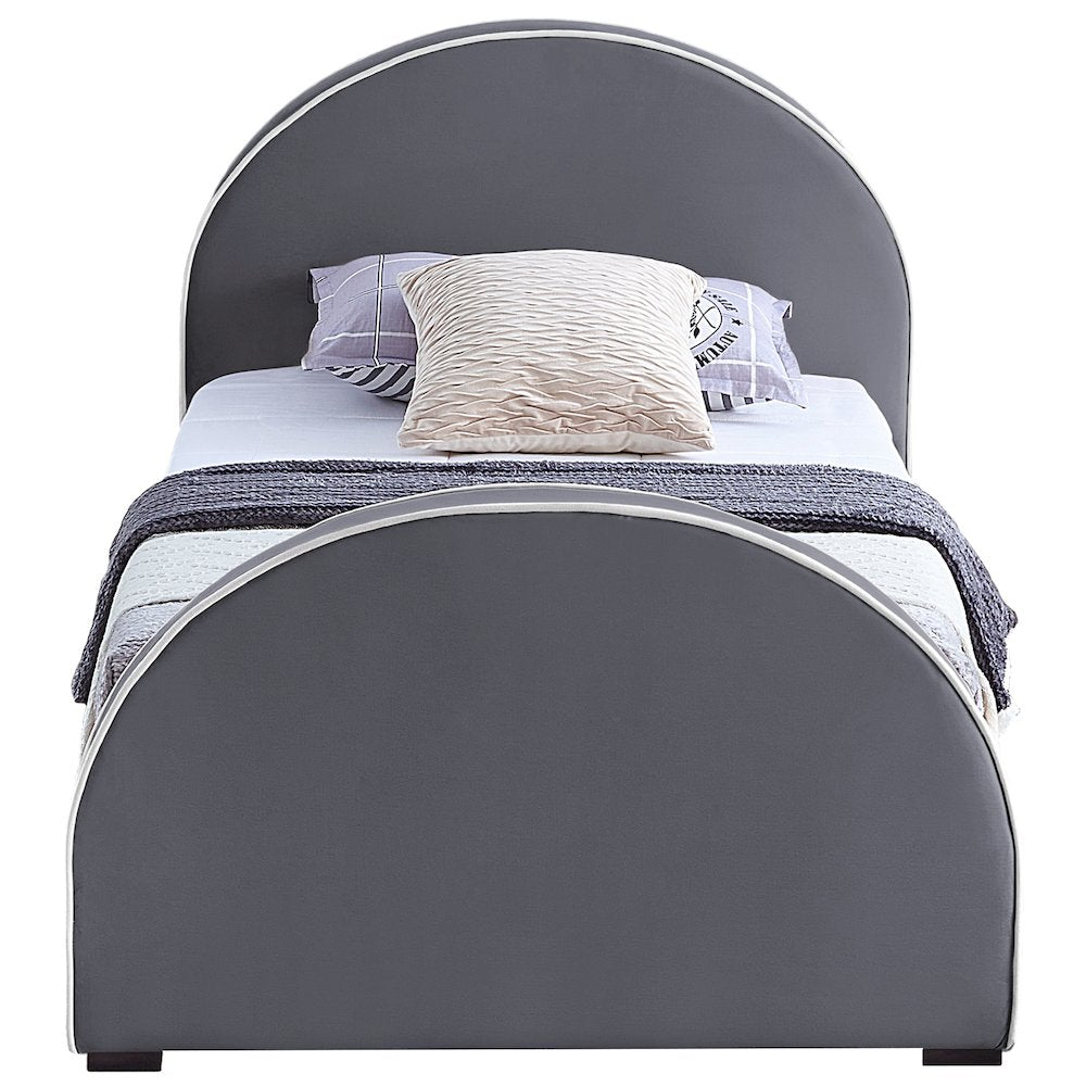 Brody Grey Velvet Twin Bed