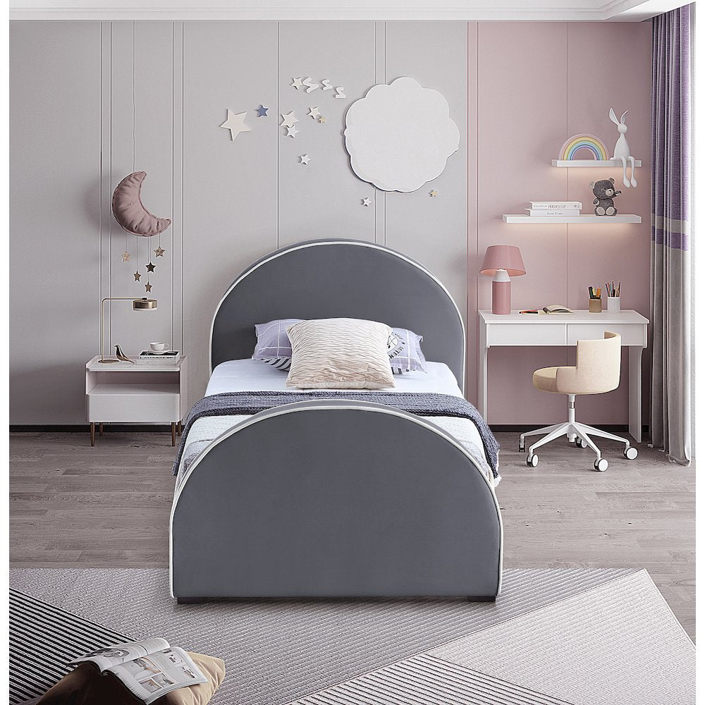 Brody Grey Velvet Twin Bed