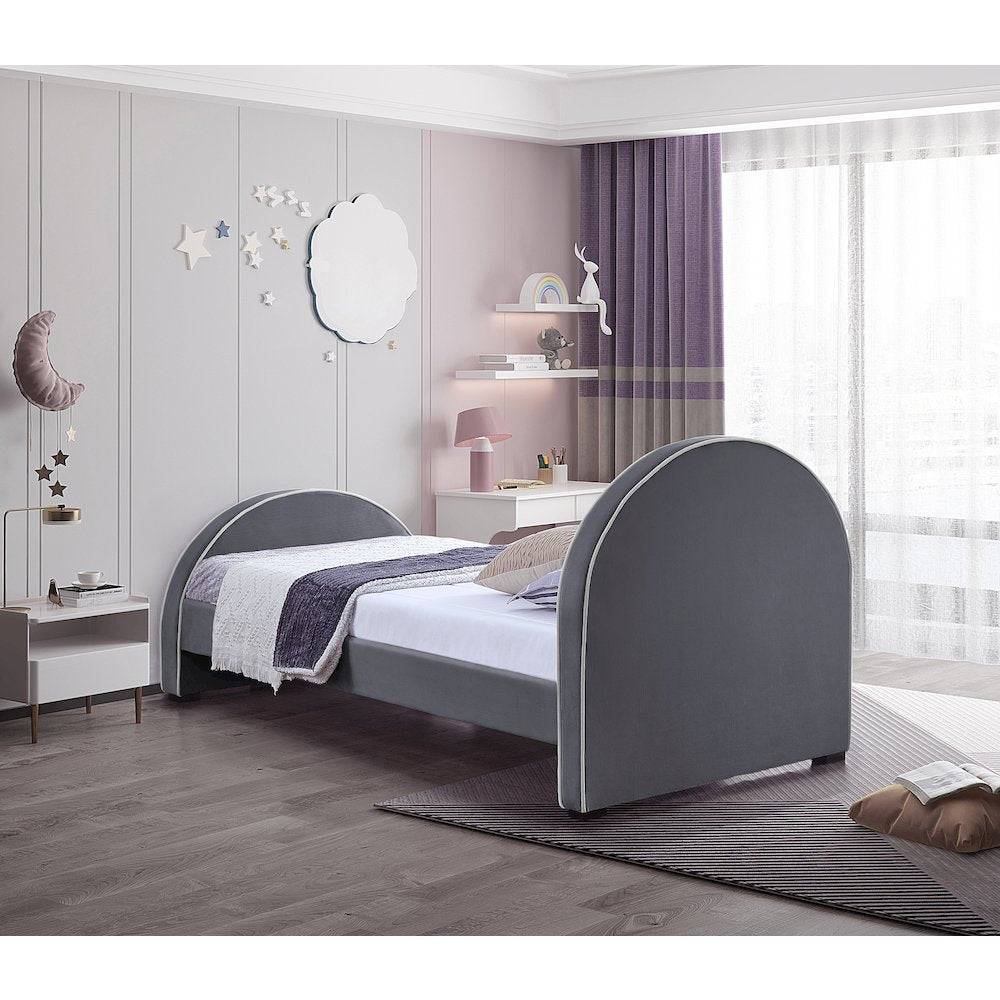 Brody Grey Velvet Twin Bed