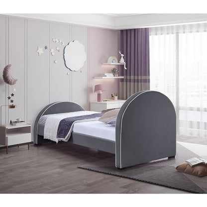 Brody Grey Velvet Twin Bed