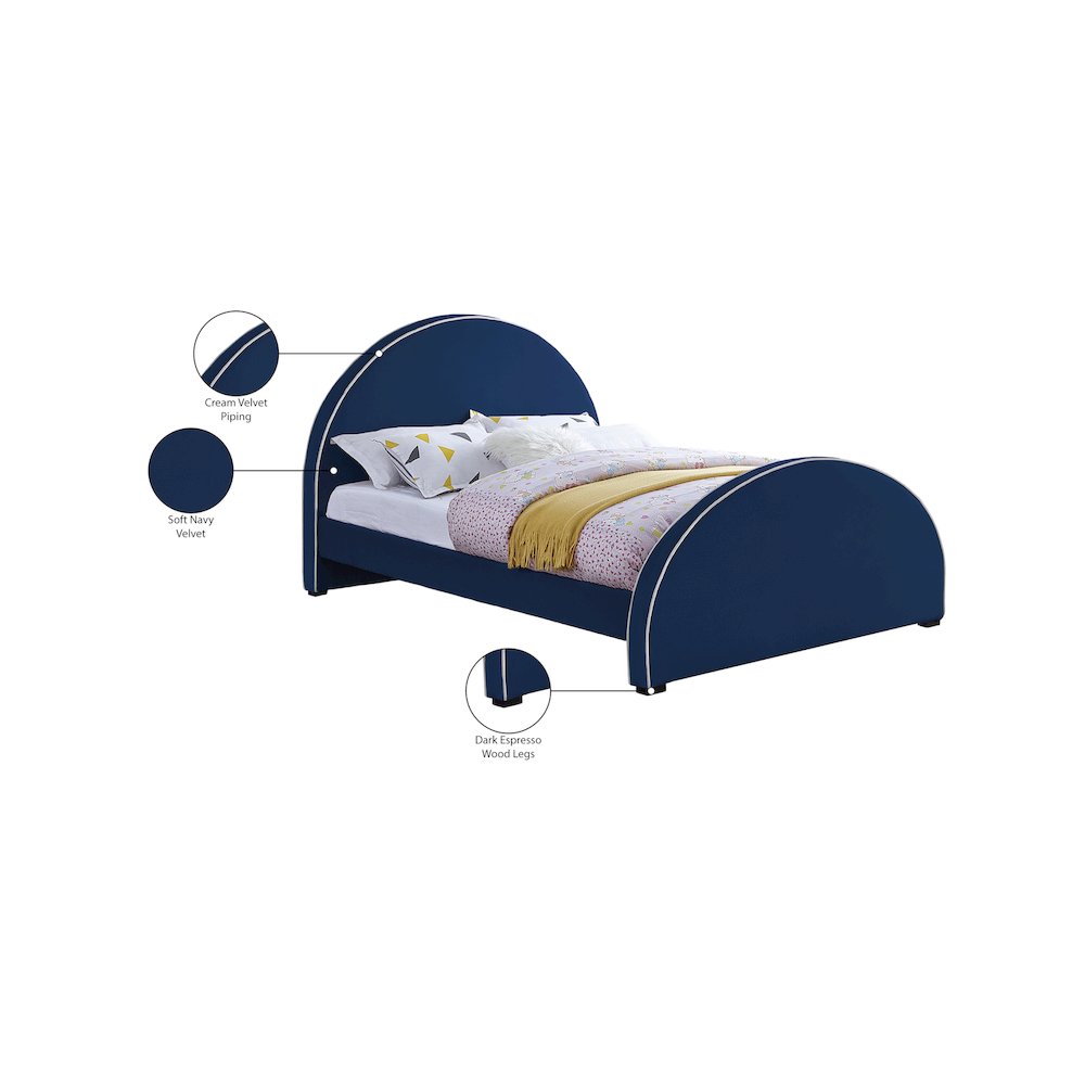 Brody Navy Velvet Full Bed