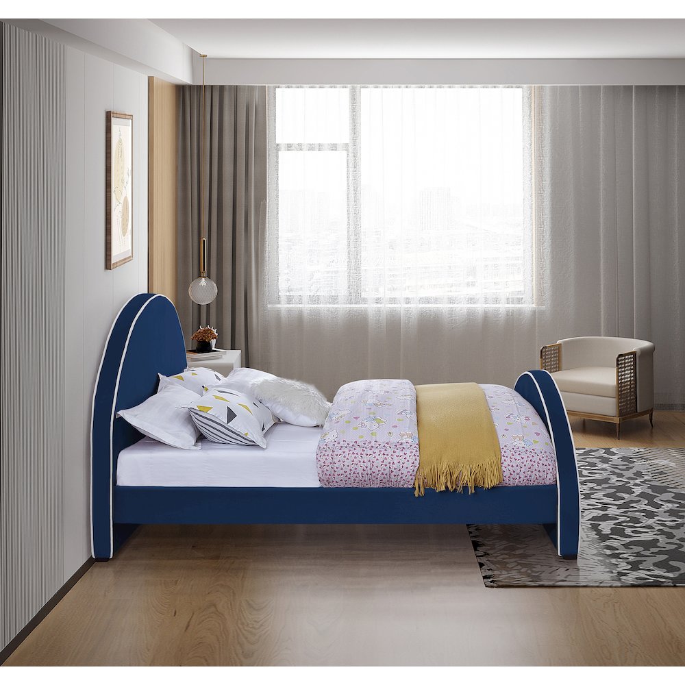 Brody Navy Velvet Full Bed