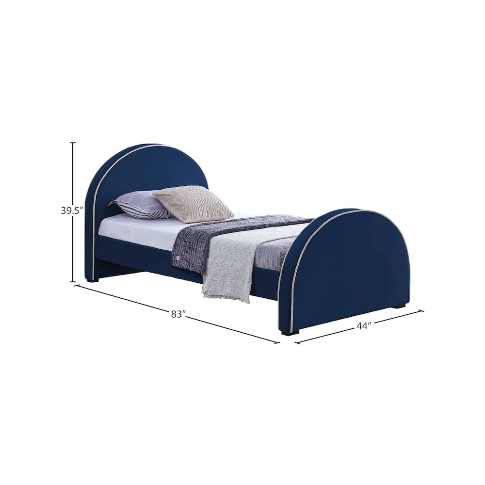 Brody Navy Velvet Twin Bed