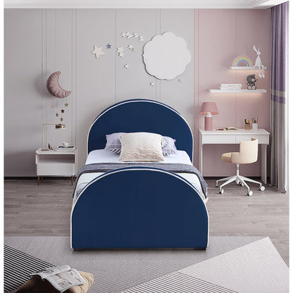 Brody Navy Velvet Twin Bed