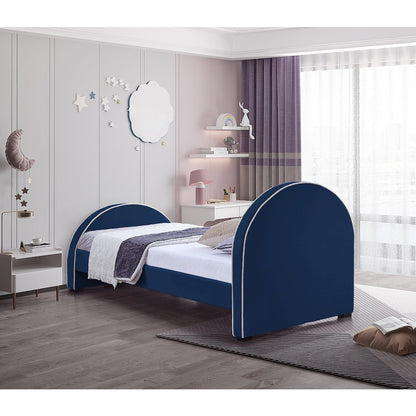 Brody Navy Velvet Twin Bed