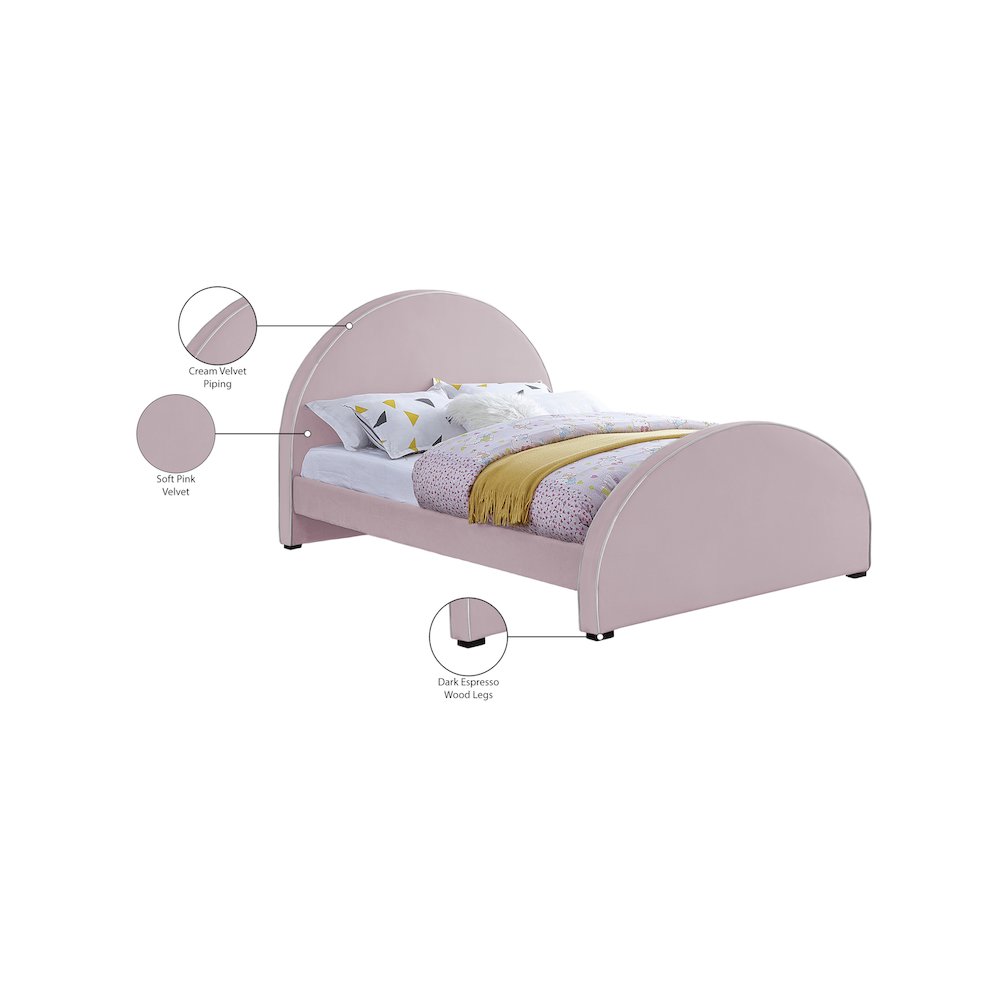 Brody Pink Velvet Queen Bed