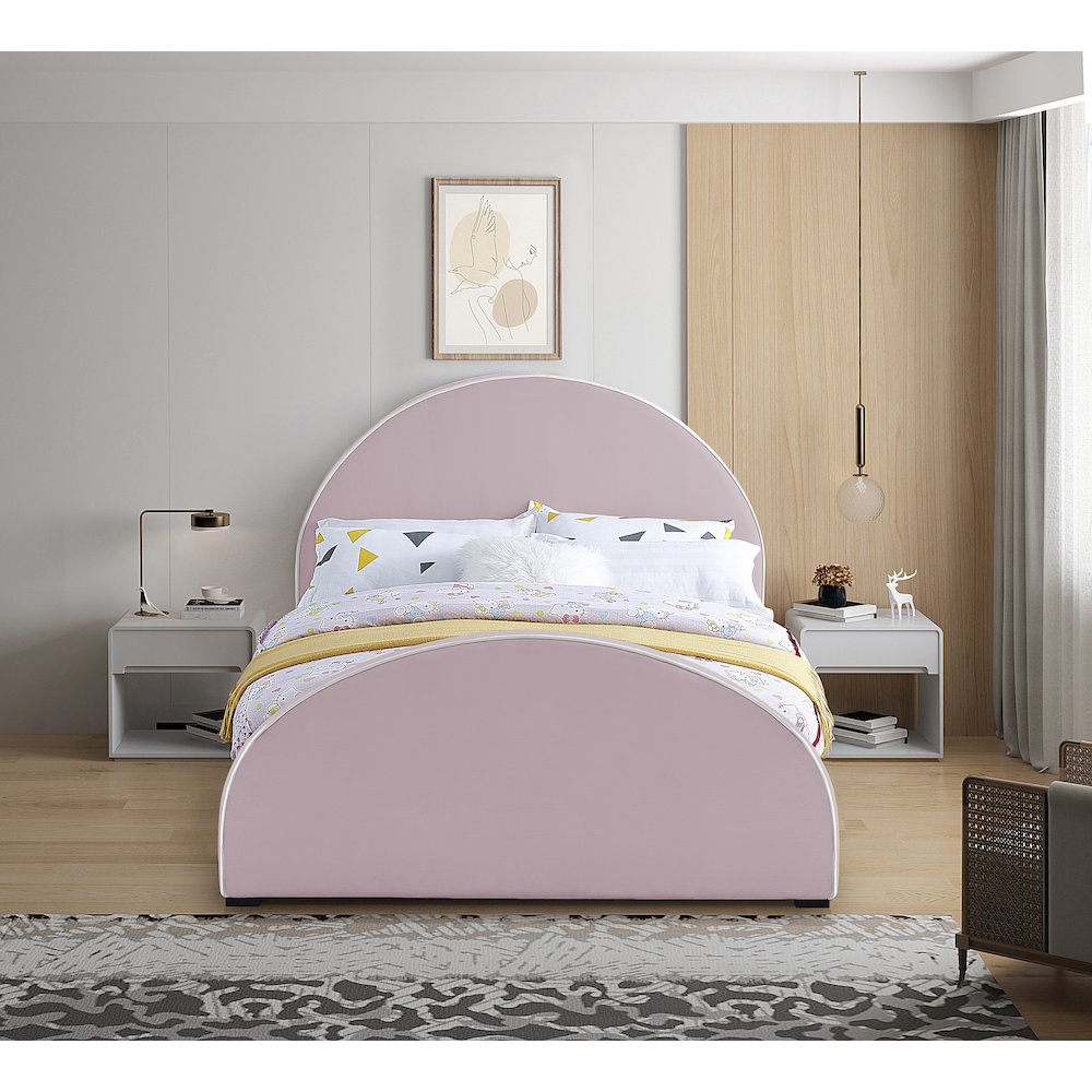 Brody Pink Velvet Queen Bed