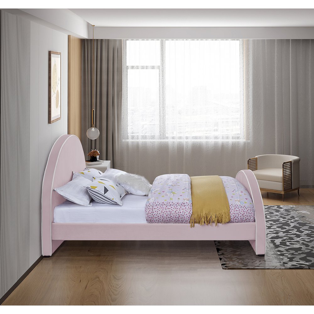 Brody Pink Velvet Queen Bed