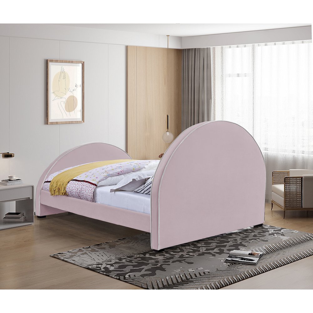 Brody Pink Velvet Queen Bed