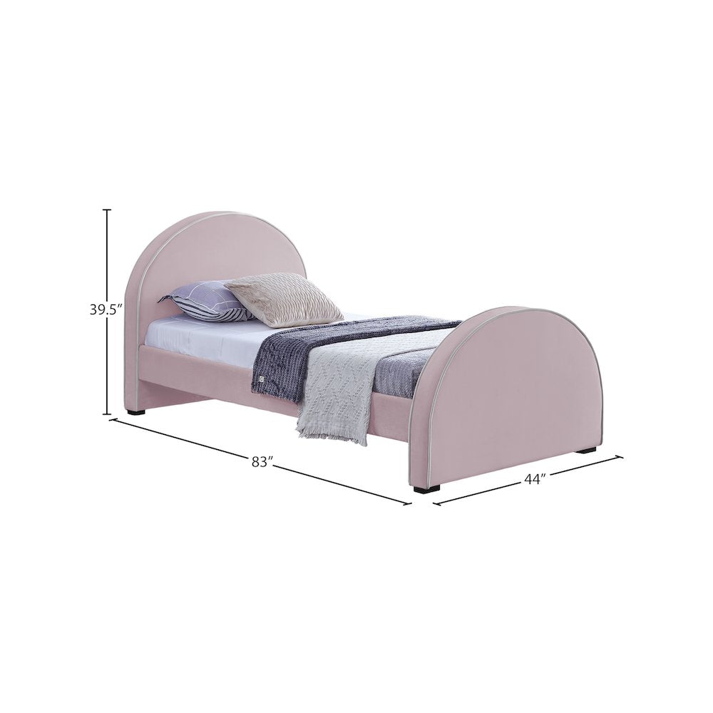 Brody Pink Velvet Twin Bed