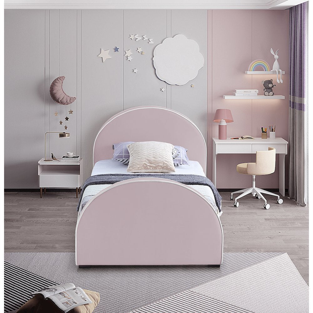 Brody Pink Velvet Twin Bed