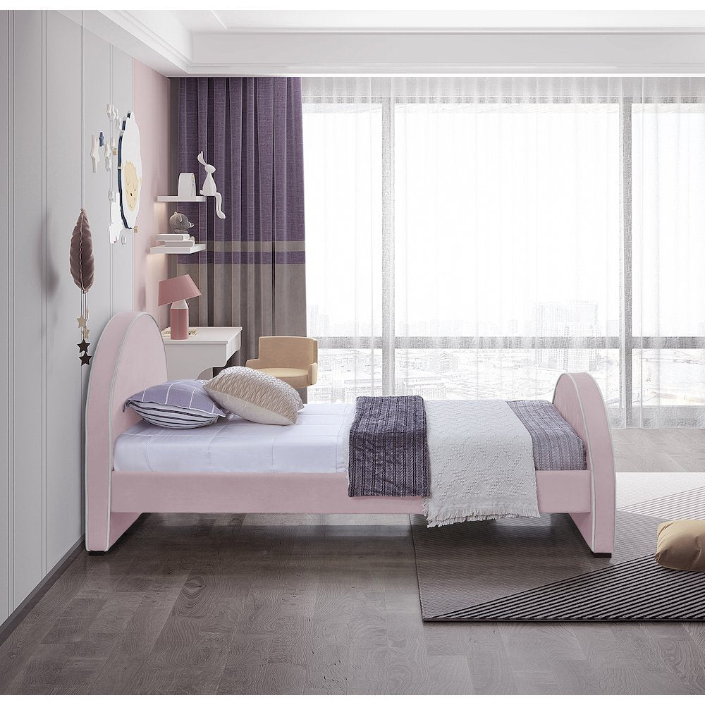 Brody Pink Velvet Twin Bed