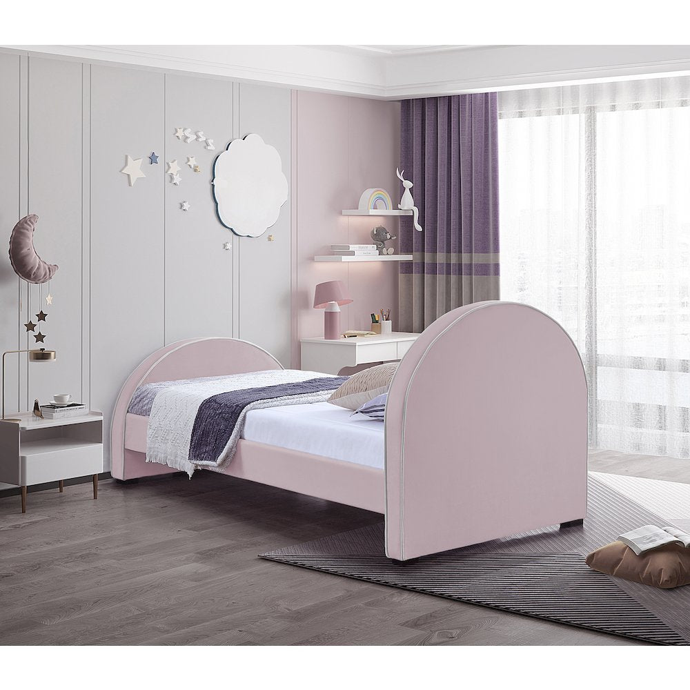 Brody Pink Velvet Twin Bed