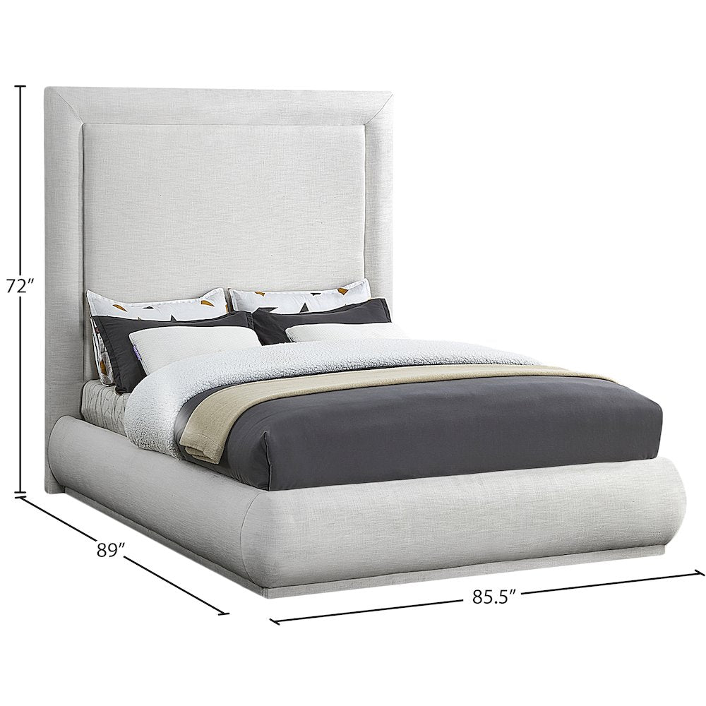 Brooke Cream Linen Textured Fabric King Bed
