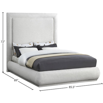 Brooke Cream Linen Textured Fabric King Bed