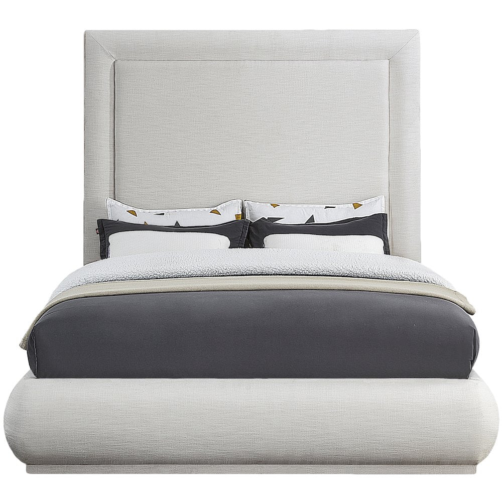 Brooke Cream Linen Textured Fabric King Bed