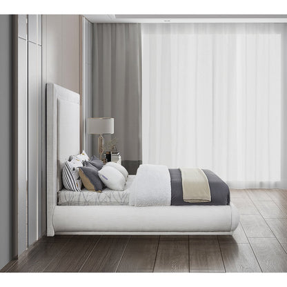 Brooke Cream Linen Textured Fabric King Bed