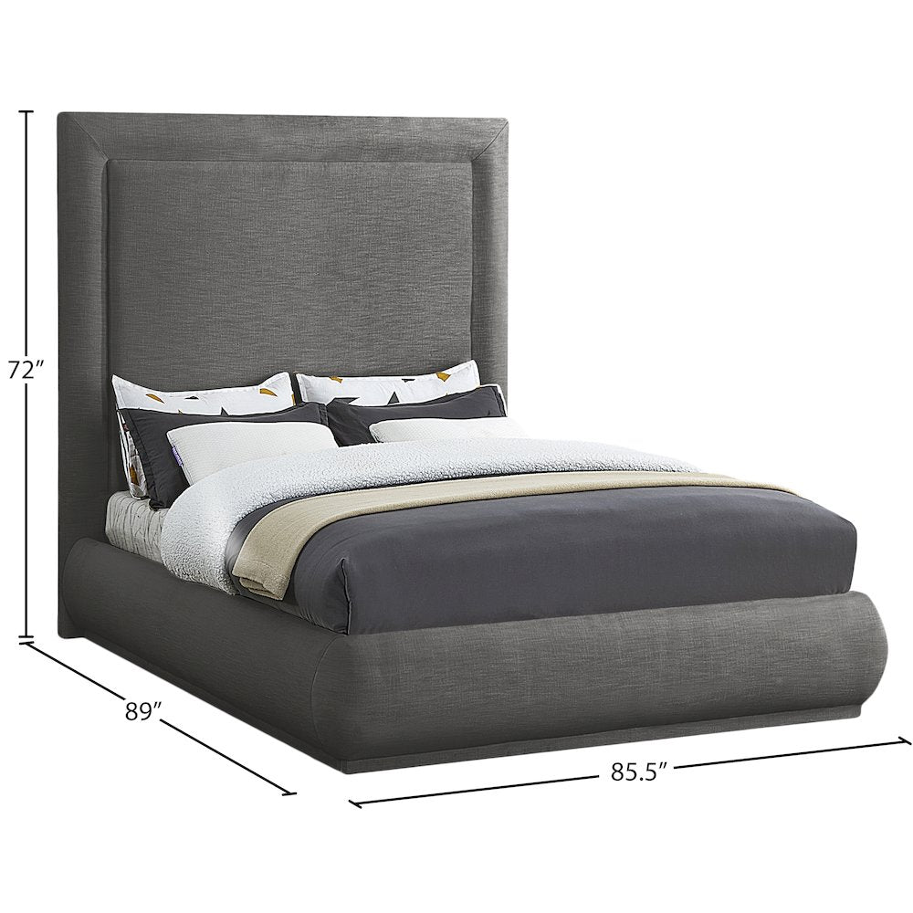 Brooke Grey Linen Textured Fabric King Bed