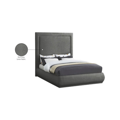 Brooke Grey Linen Textured Fabric King Bed