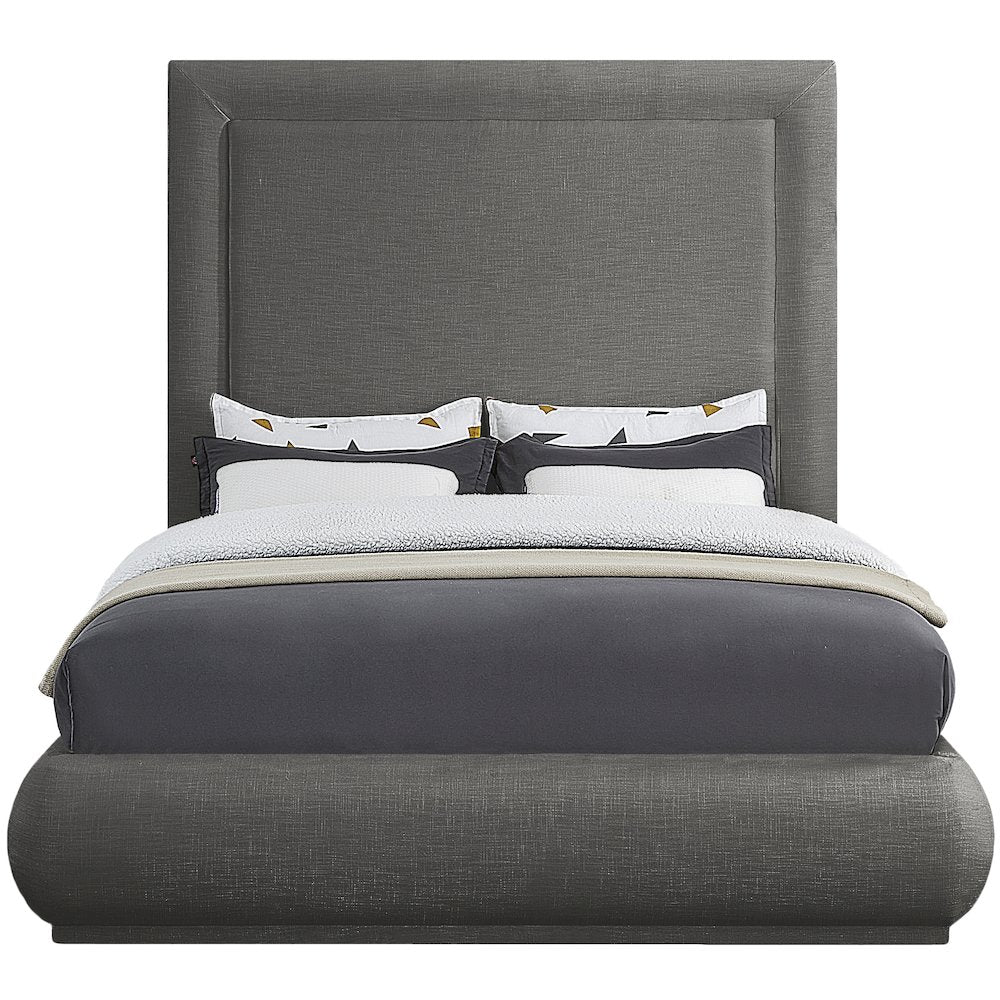 Brooke Grey Linen Textured Fabric King Bed