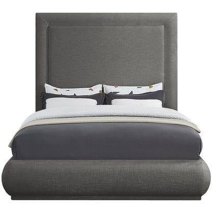 Brooke Grey Linen Textured Fabric King Bed