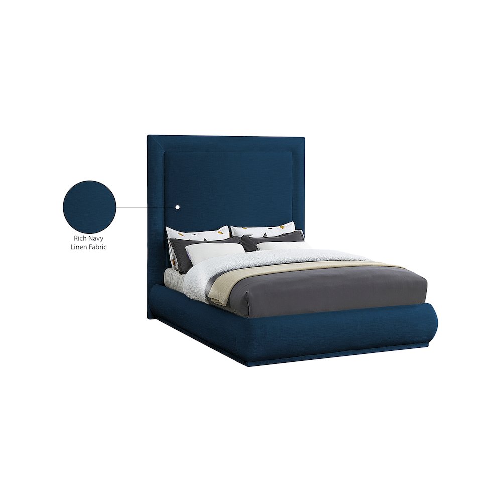 Brooke Navy Linen Textured Fabric King Bed