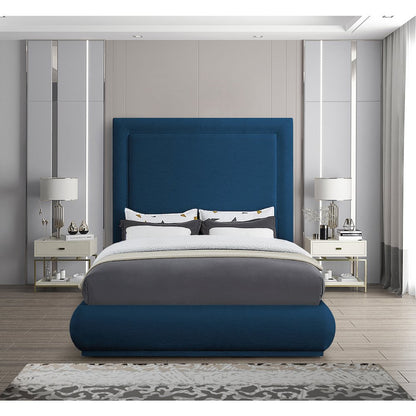 Brooke Navy Linen Textured Fabric King Bed