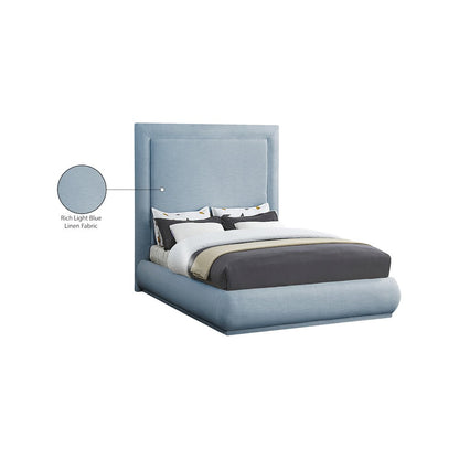 Brooke Light Blue Linen Textured Fabric King Bed