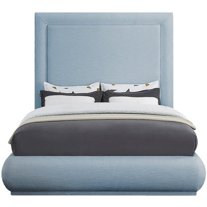 Brooke Light Blue Linen Textured Fabric King Bed