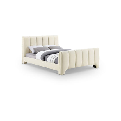 Camila Beige Chenille Fabric Full Bed