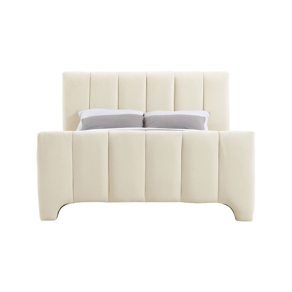 Camila Beige Chenille Fabric Full Bed