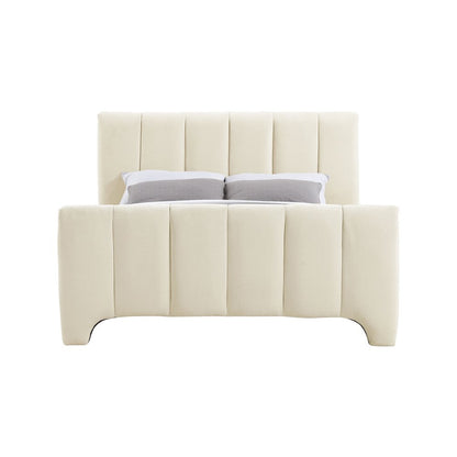 Camila Beige Chenille Fabric King Bed