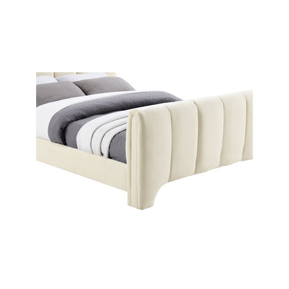 Camila Beige Chenille Fabric King Bed