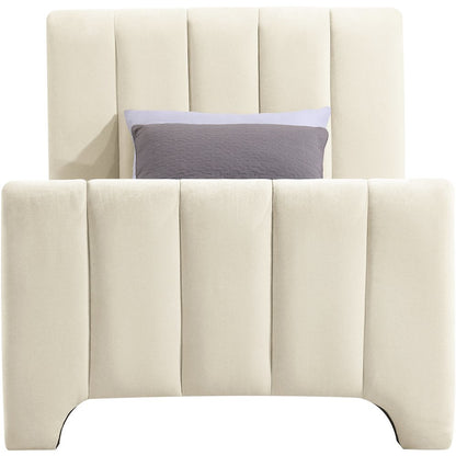 Camila Beige Chenille Fabric Twin Bed