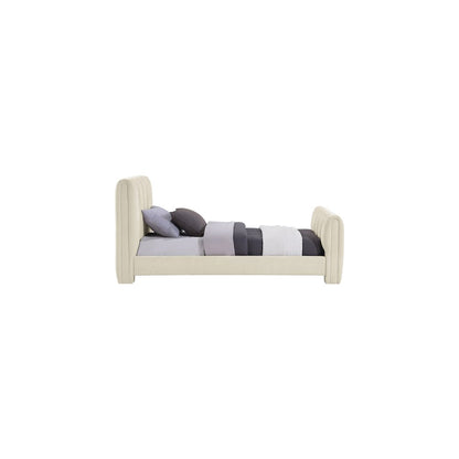Camila Beige Chenille Fabric Twin Bed