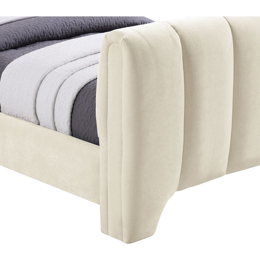 Camila Beige Chenille Fabric Twin Bed