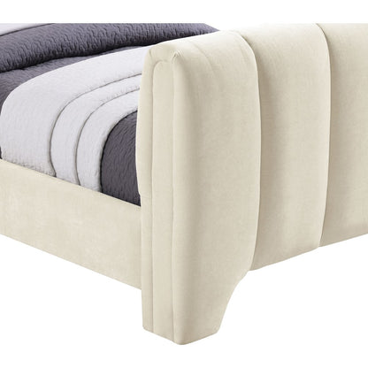 Camila Beige Chenille Fabric Twin Bed