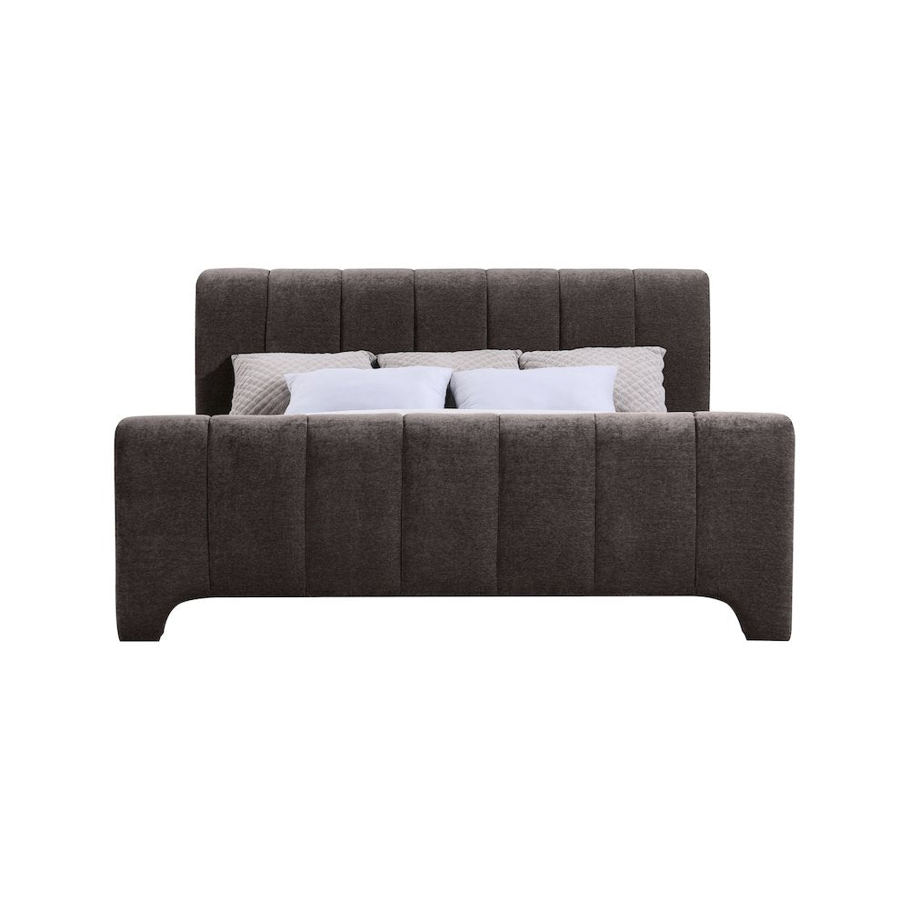 Camila Brown Chenille Fabric King Bed