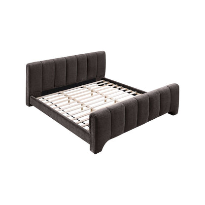 Camila Brown Chenille Fabric King Bed