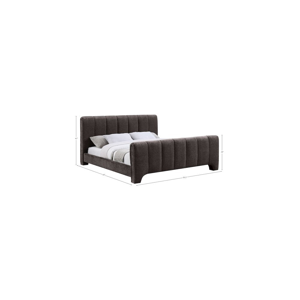 Camila Brown Chenille Fabric Queen Bed