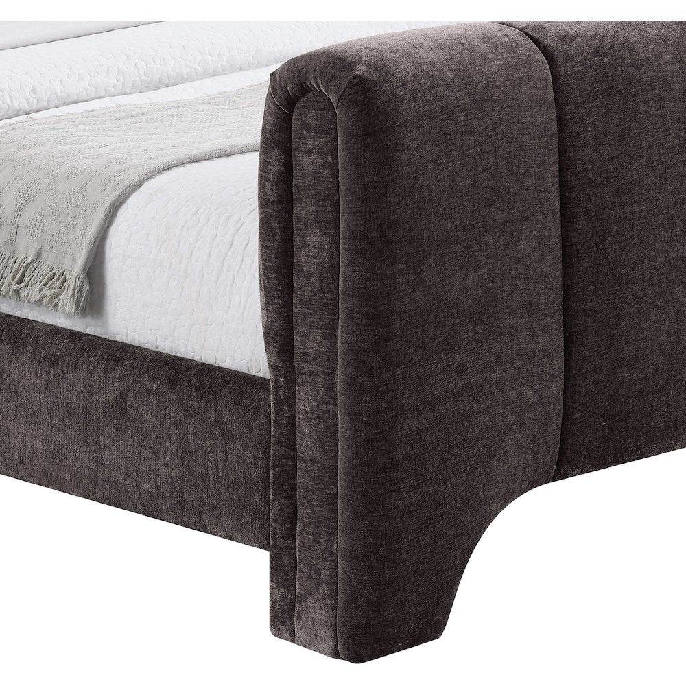 Camila Brown Chenille Fabric Queen Bed