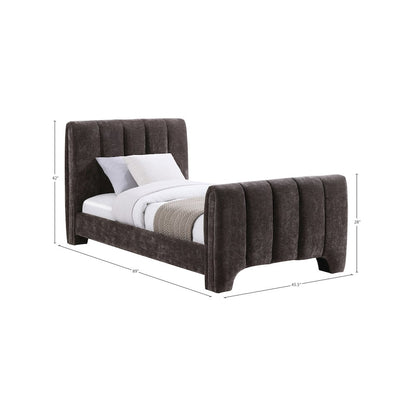 Camila Brown Chenille Fabric Twin Bed