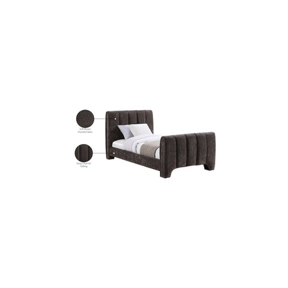 Camila Brown Chenille Fabric Twin Bed