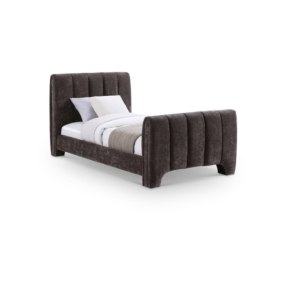 Camila Brown Chenille Fabric Twin Bed