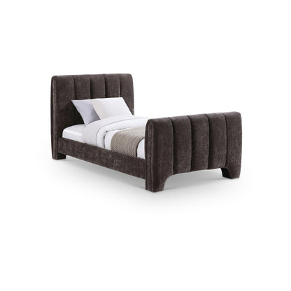Camila Brown Chenille Fabric Twin Bed
